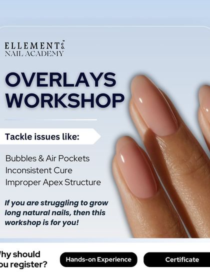If you're struggling to grow long, natural nails, my Overlays Workshop is for you. We'll tackle issues like air pockets, inconsistent curing, and improper apex structure to ensure a strong, beautiful finish.
