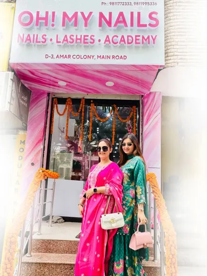 This is us, Aman and Gunveen, at the launch of our fifth studio in Amar Colony. What started as a dream between two girls has grown into a community, and we are so grateful to bring our passion for nails and lashes to another neighborhood. We built this brand to be a space where you can feel celebrated and confident.