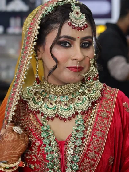 A close-up portrait of the bride. My goal is always to enhance, not mask. Here, the HD makeup provides full coverage while still looking like real skin, ensuring she looks like the best version of herself.