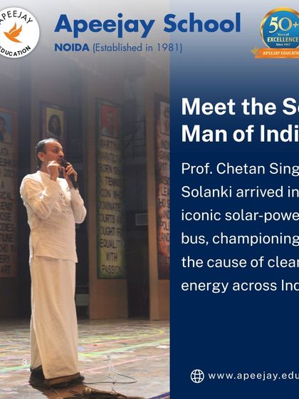 We had the honor of meeting the "Solar Man of India," Prof. Chetan Singh Solanki, who arrived in his iconic solar-powered bus. He is a true champion for the cause of clean energy across India.