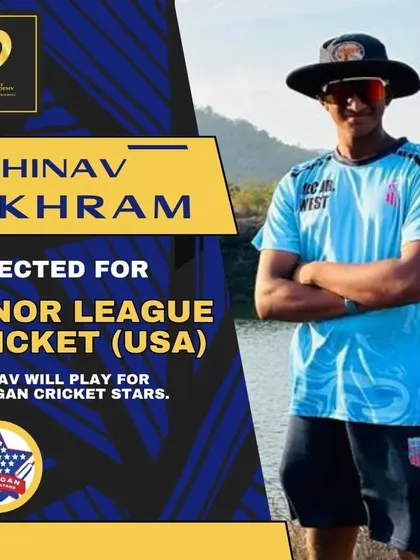 Our players are making their mark globally. Congratulations to Abhinav Sikhram on his selection for the Michigan Cricket Stars in Minor League Cricket (USA).