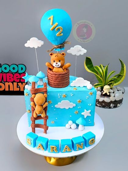 Another variation of the teddy bear half-birthday cake, customized for baby Sarang.