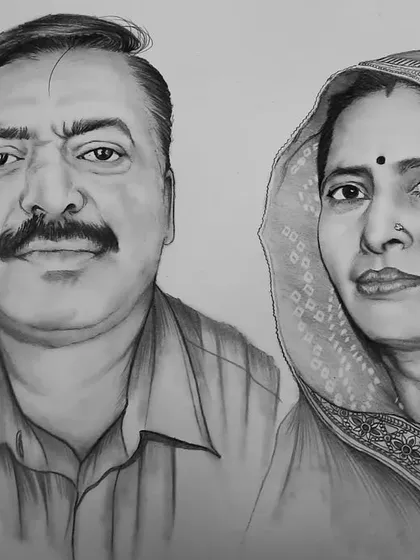 A commissioned couple portrait on A3 paper. I work to ensure both individuals are captured with equal detail and care, creating a balanced and harmonious piece.
