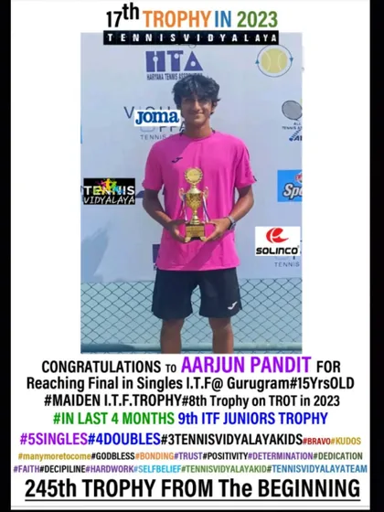 Congratulations to Aarjun Pandit for reaching the final in singles at an ITF event in Gurugram. This was his 9th ITF Juniors trophy in the last 4 months.