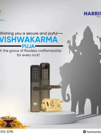 On Vishwakarma Puja, we honor the divine architect. We wish you a secure and joyful puja with the grace of flawless craftsmanship in every lock.