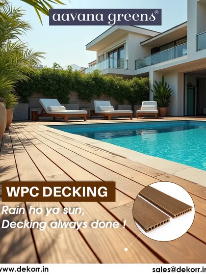 For this poolside, we used our weather-proof and slip-resistant WPC decking. It provides the elegant look of real wood without the high maintenance, creating a safe and beautiful private paradise that lasts for years.