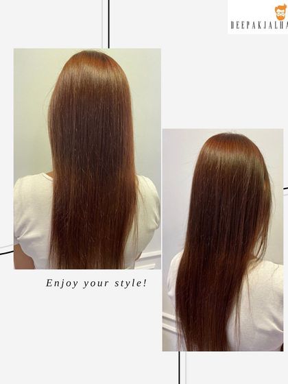 Turning up the heat with a fiery copper shade. This is a statement color that radiates warmth and confidence, perfect for a bold new look.