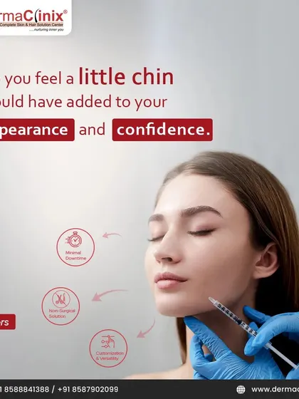 A visual explaining how fillers can be used for chin augmentation. This non-surgical solution enhances your profile and adds confidence with minimal downtime and customizable results.