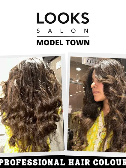 Another view of the curly hair color transformation, showing the before and after for a complete picture of the service.