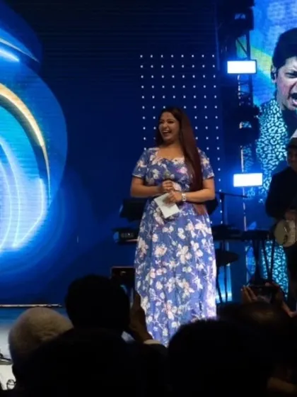 On stage with the legendary singer Shaan, a highlight of my concert hosting portfolio.