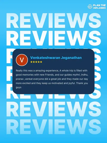 Venkateshwaran's review talks about a trip filled with good memories and new friends. Our guides are there to keep the group motivated and joyful throughout the journey.