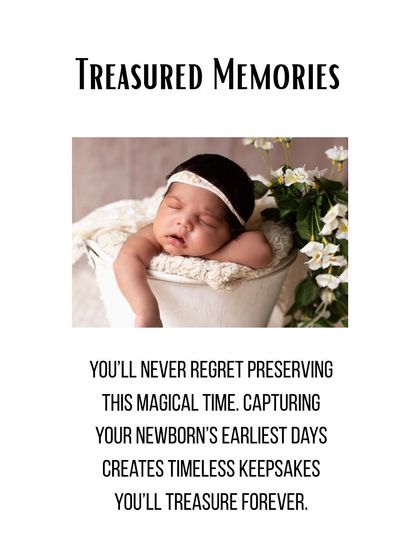 You'll never regret preserving this magical time. Capturing your newborn's earliest days creates timeless keepsakes you'll treasure forever.