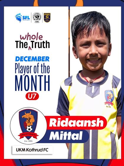 Ridaansh Mittal, our U7 Co-Ed Player of the Month in Pune. A standout performer who was quietly consistent and relentlessly effective.