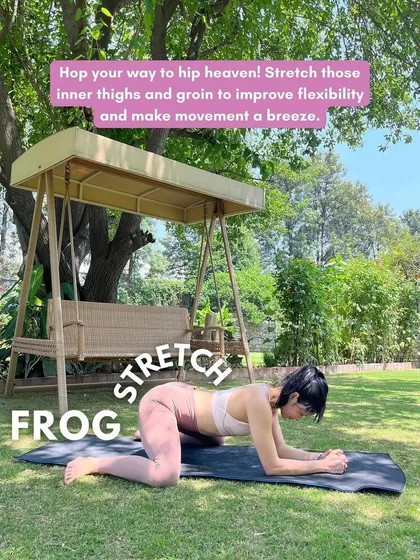 The frog stretch is a fantastic way to open up your inner thighs and groin. This pose helps improve hip mobility, making everyday movements and exercises feel easier and more fluid.