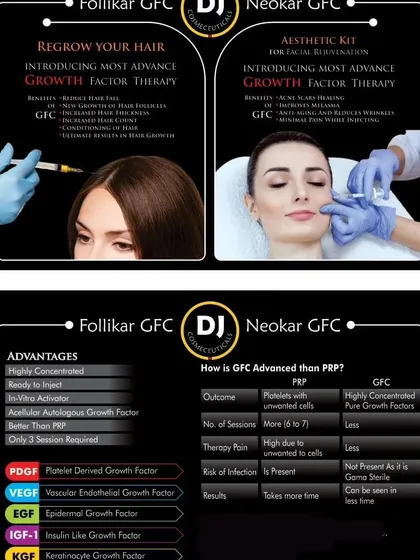 This guide details the advanced Growth Factor Concentrate (GFC) therapy we supply. It outlines the benefits for both hair regrowth and facial rejuvenation, and includes a factual comparison showing the advantages of GFC over traditional PRP treatments.