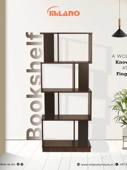 This open bookshelf provides a world of knowledge at your fingertips. Its modern, asymmetric design makes it a stylish piece for displaying books and decor.