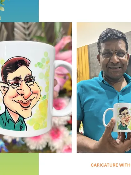 Start your day with a smile. I can print your custom caricature on a sturdy ceramic mug, making it a perfect, personal gift for a loved one or a special treat for your own chai time.