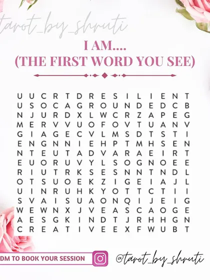 A word search for the month of June. The first word you see is your guidance, pointing towards themes like growth, abundance, healing, or transformation that are relevant for you.