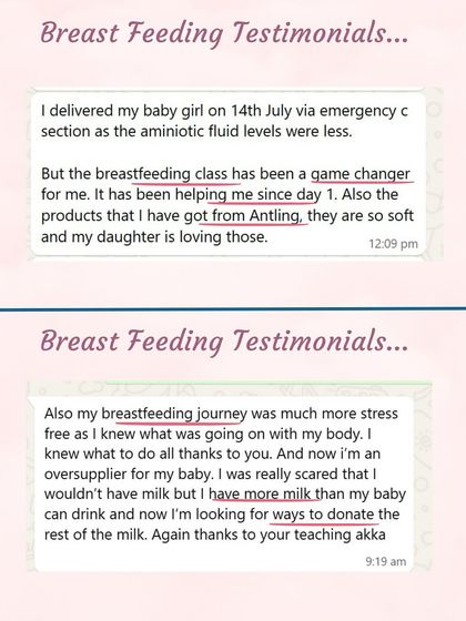 More wonderful feedback. One mother calls the breastfeeding class a "game changer" that helped from day one. Another, who once feared she wouldn't have enough milk, is now an oversupplier looking to donate.