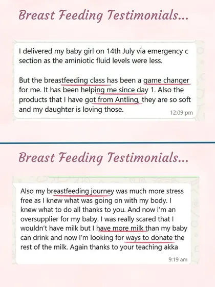 More wonderful feedback. One mother calls the breastfeeding class a "game changer" that helped from day one. Another, who once feared she wouldn't have enough milk, is now an oversupplier looking to donate.