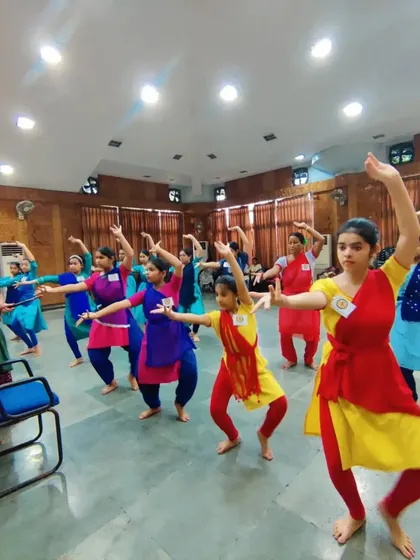 Leading a practical session during the workshop in Guwahati. The students are practicing basic postures and movements, learning to coordinate their bodies with focus and energy.