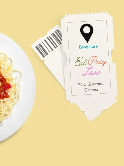 The final piece of our teaser series: a ticket to Bangalore for the Eat Pray Love gourmet cinema experience. It's not just a movie ticket; it's a passport to a global tasting adventure.