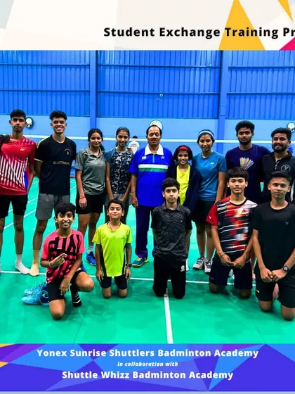 Our players with Hon'ble Surrinder Mahajan Sir, Joint Secretary of the Badminton Association of India, during the student exchange program.