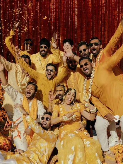 The pure, uninhibited joy of a Haldi ceremony. I focus on capturing the energy and laughter of these moments, preserving the genuine emotions shared with family and friends.