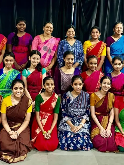 A large group photo of my junior, senior, and Vidwath students who all passed their exams.