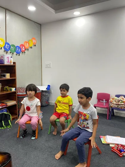 Our Little Fingers class paying close attention during a group activity. We balance energetic play with moments of structured learning to create a well-rounded musical introduction for toddlers.