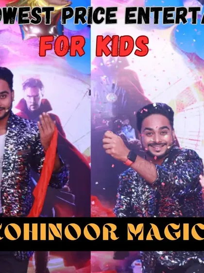 Looking for fun entertainment for your kid's birthday? My magic show is a guaranteed hit. Here I am with the birthday boy, who just helped me with an amazing trick. Book now for a remarkable party.