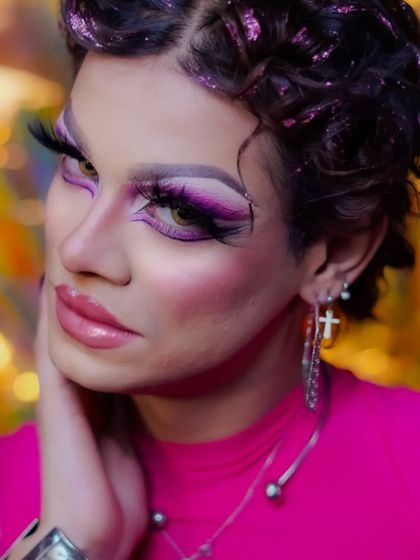 A beautiful close-up that highlights the flawless skin, sharp contour, and dramatic lashes.