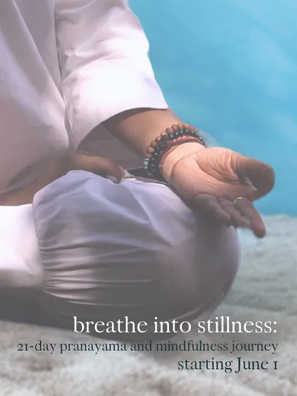 This is an invitation to my 21-day online journey, "breathe into stillness". It is a simple, accessible program I created for anyone looking to build a sustainable habit of pranayama and mindfulness, one conscious breath at a time.