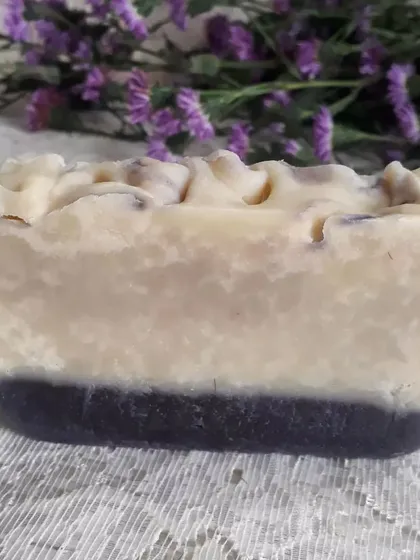 The textured top of a Lush Lavender soap loaf. I love creating these unique tops, which make every single bar a small piece of art.