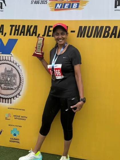 Another podium for Shaila Shah, clinching 3rd place in her category at the NEB Mumbai Half Marathon. Her consistency and hard work are truly inspiring.