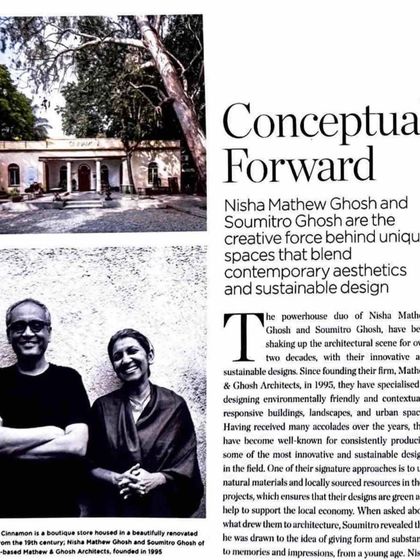 The "Conceptual Forward" feature in Livingetc, describing our firm as a creative force blending contemporary aesthetics with sustainable design.