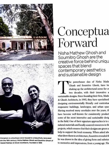 The "Conceptual Forward" feature in Livingetc, describing our firm as a creative force blending contemporary aesthetics with sustainable design.