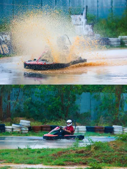 Think a little rain stops the fun? Think again. Hitting the track when it's wet is a whole different level of thrill, testing your skill with every slide and drift.