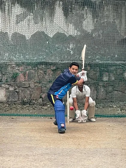 Piyush Chawla facing deliveries in the nets at our academy. Even legends constantly work on their basics, a lesson we emphasize to all our students.