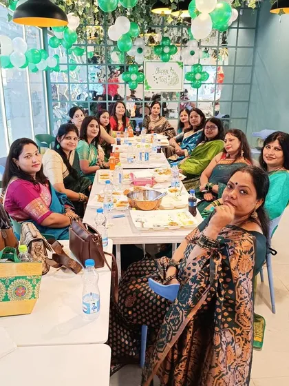 Another beautiful shot of a Teej celebration. I love how my guests dress up for the occasion, adding to the vibrant and festive feel of the party.