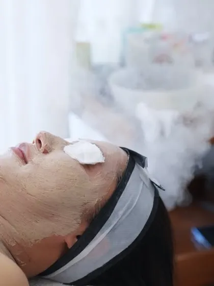 Steam and a targeted mask work together in my Age-Defying Facial. This combination helps to deeply hydrate the skin and prepare it for firming massage and serums.