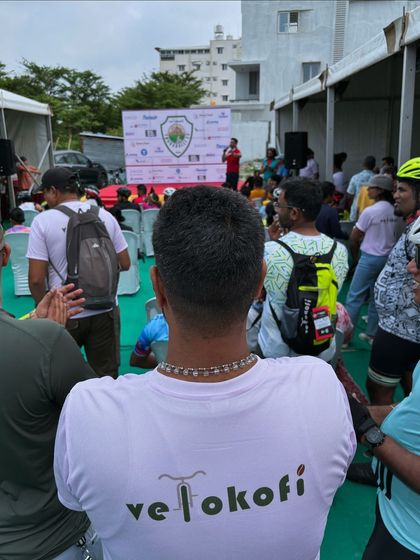 The crowd at the Turahalli 13 post race ceremony. These events are a great way for the entire Bangalore cycling community to come together.