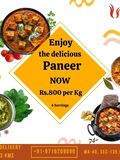 You can now order my delicious paneer dishes by the kilogram. This is a great option for parties, providing four servings per kilo with free local delivery.