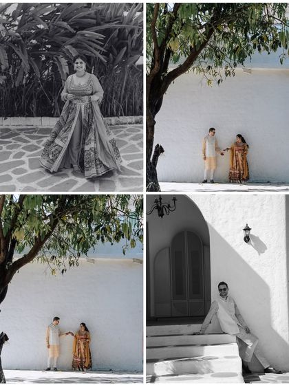 A collection of portraits from a beautiful Haldi photoshoot. I coordinate with the photo team to capture a variety of shots, from romantic close-ups and playful kisses to stylish individual portraits, all within a cohesive, sun-drenched theme.