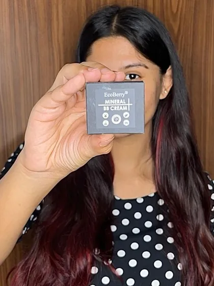 A customer showcasing my Mineral BB Cream, a perfect choice for a quick, no-fuss beauty routine.