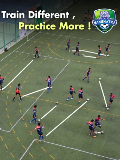 Football is a game of strategy. This overhead view shows one of our tactical passing drills, designed to improve player positioning, movement, and teamwork on the pitch.