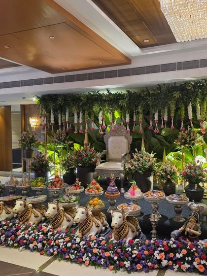 Another angle of the lush green stage decor.