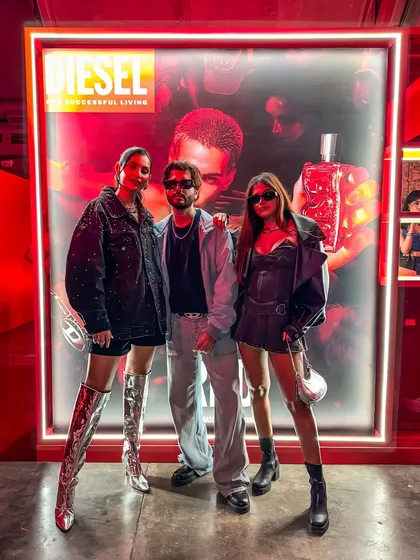 Posing with my crew at the D-RED by Diesel fragrance launch party. I attend and create content for exclusive brand events, amplifying the reach of the launch.
