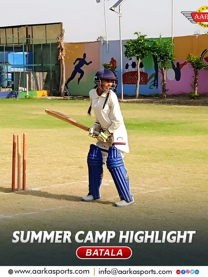 A young batsman takes his stance, ready to face the bowler in a practice match. This is where confidence is built.