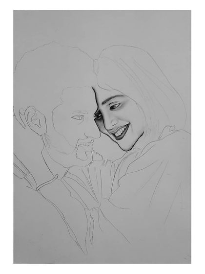 A look at how I created the 'Love Mocktail' couple portrait. These progress shots are perfect for anyone interested in a custom couple's sketch.